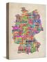 Text Map of Germany Map-Michael Tompsett-Stretched Canvas