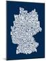 Text Map of Germany Map-Michael Tompsett-Mounted Art Print