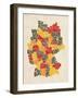 Text Map of Germany Map-Michael Tompsett-Framed Art Print