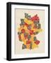 Text Map of Germany Map-Michael Tompsett-Framed Art Print