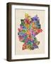 Text Map of Germany Map-Michael Tompsett-Framed Art Print