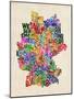 Text Map of Germany Map-Michael Tompsett-Mounted Art Print