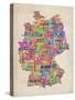 Text Map of Germany Map-Michael Tompsett-Stretched Canvas