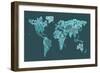 Text Map of the World Map-Michael Tompsett-Framed Art Print