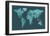 Text Map of the World Map-Michael Tompsett-Framed Art Print