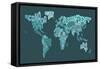 Text Map of the World Map-Michael Tompsett-Framed Stretched Canvas