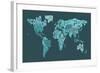 Text Map of the World Map-Michael Tompsett-Framed Art Print