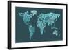 Text Map of the World Map-Michael Tompsett-Framed Art Print