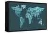 Text Map of the World Map-Michael Tompsett-Framed Stretched Canvas