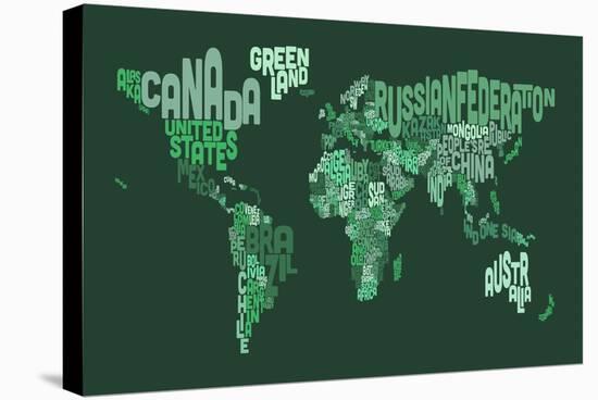 Text Map of the World Map-Michael Tompsett-Stretched Canvas