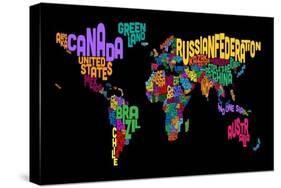 Text Map of the World Map-Michael Tompsett-Stretched Canvas