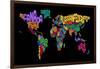 Text Map of the World Map-Michael Tompsett-Framed Art Print
