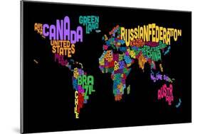 Text Map of the World Map-Michael Tompsett-Mounted Art Print