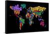 Text Map of the World Map-Michael Tompsett-Framed Stretched Canvas