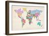 Text Map of the World Map-Michael Tompsett-Framed Premium Giclee Print