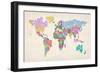 Text Map of the World Map-Michael Tompsett-Framed Premium Giclee Print