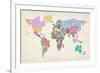 Text Map of the World Map-Michael Tompsett-Framed Art Print