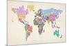 Text Map of the World Map-Michael Tompsett-Mounted Art Print