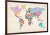 Text Map of the World Map-Michael Tompsett-Framed Art Print