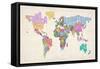 Text Map of the World Map-Michael Tompsett-Framed Stretched Canvas