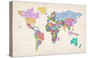 Text Map of the World Map-Michael Tompsett-Stretched Canvas