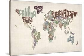 Text Map of the World-Michael Tompsett-Stretched Canvas