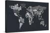 Text Map of the World-Michael Tompsett-Stretched Canvas