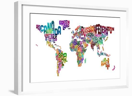 Text Map of the World-Michael Tompsett-Framed Art Print