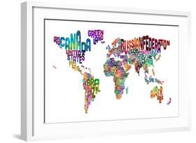 Text Map of the World-Michael Tompsett-Framed Art Print