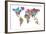 Text Map of the World-Michael Tompsett-Framed Art Print