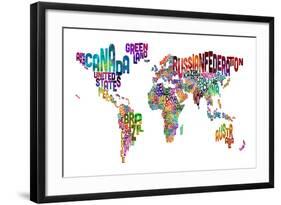 Text Map of the World-Michael Tompsett-Framed Art Print