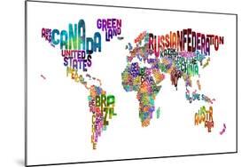 Text Map of the World-Michael Tompsett-Mounted Art Print