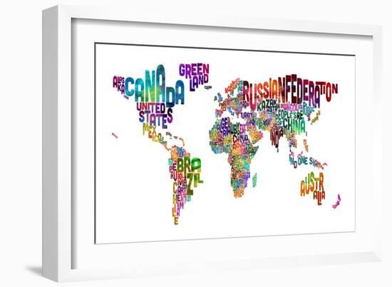 Text Map of the World-Michael Tompsett-Framed Art Print