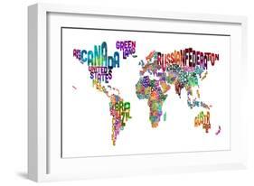 Text Map of the World-Michael Tompsett-Framed Art Print