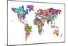 Text Map of the World-Michael Tompsett-Mounted Premium Giclee Print