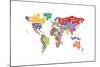 Text Map of the World-Michael Tompsett-Mounted Art Print