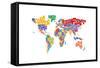 Text Map of the World-Michael Tompsett-Framed Stretched Canvas