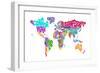 Text Map of the World-Michael Tompsett-Framed Art Print