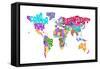 Text Map of the World-Michael Tompsett-Framed Stretched Canvas