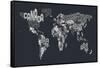 Text Map of the World-Michael Tompsett-Framed Stretched Canvas