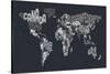 Text Map of the World-Michael Tompsett-Stretched Canvas