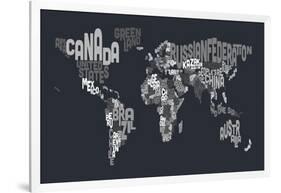 Text Map of the World-Michael Tompsett-Framed Art Print