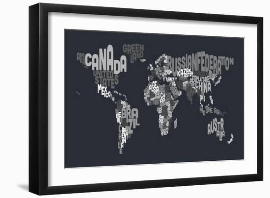 Text Map of the World-Michael Tompsett-Framed Art Print