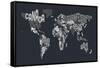 Text Map of the World-Michael Tompsett-Framed Stretched Canvas