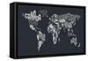 Text Map of the World-Michael Tompsett-Framed Stretched Canvas