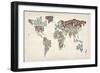 Text Map of the World-Michael Tompsett-Framed Art Print