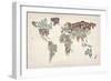 Text Map of the World-Michael Tompsett-Framed Art Print