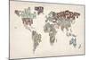 Text Map of the World-Michael Tompsett-Mounted Art Print