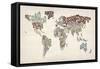 Text Map of the World-Michael Tompsett-Framed Stretched Canvas