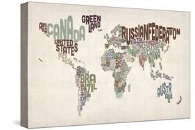 Text Map of the World-Michael Tompsett-Stretched Canvas